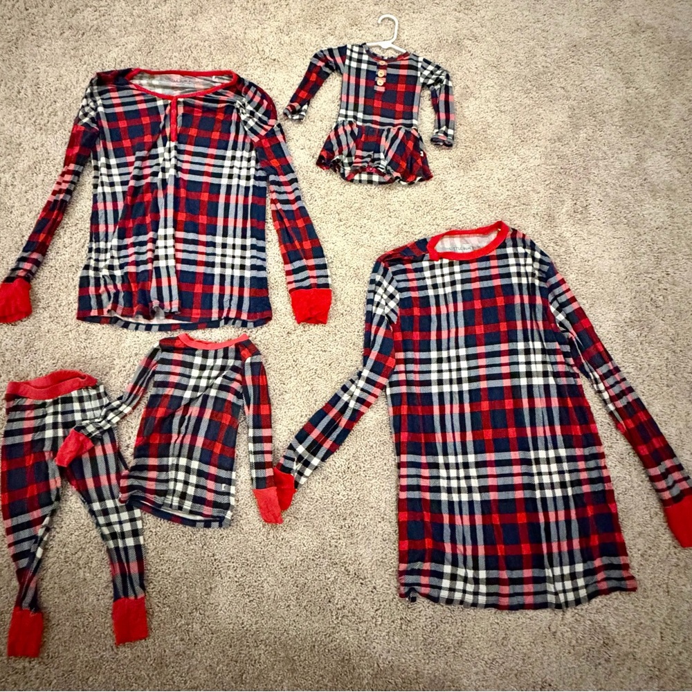 Plaid Red and Blue family matching Pajamas Set
